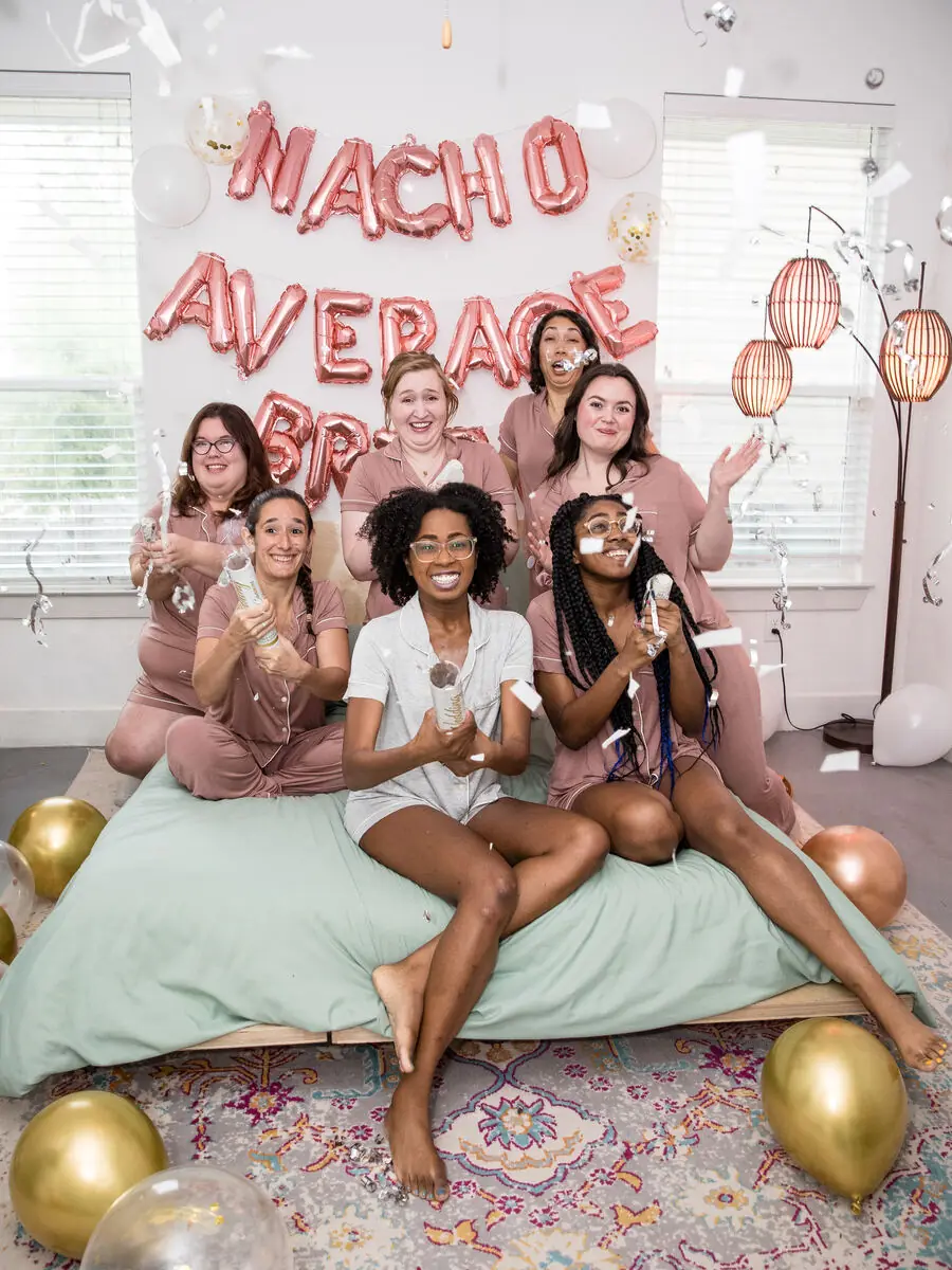 bachelorette party with confetti