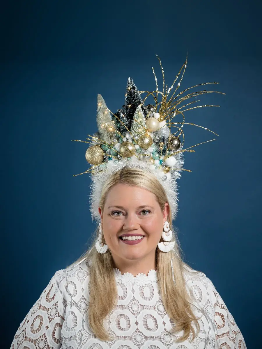 studio portrait with a Christmas crown