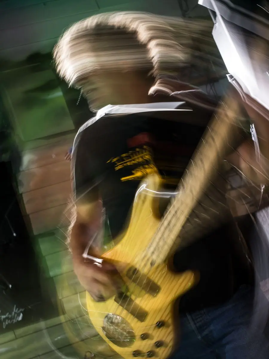 Mainely Texans bass player on stage