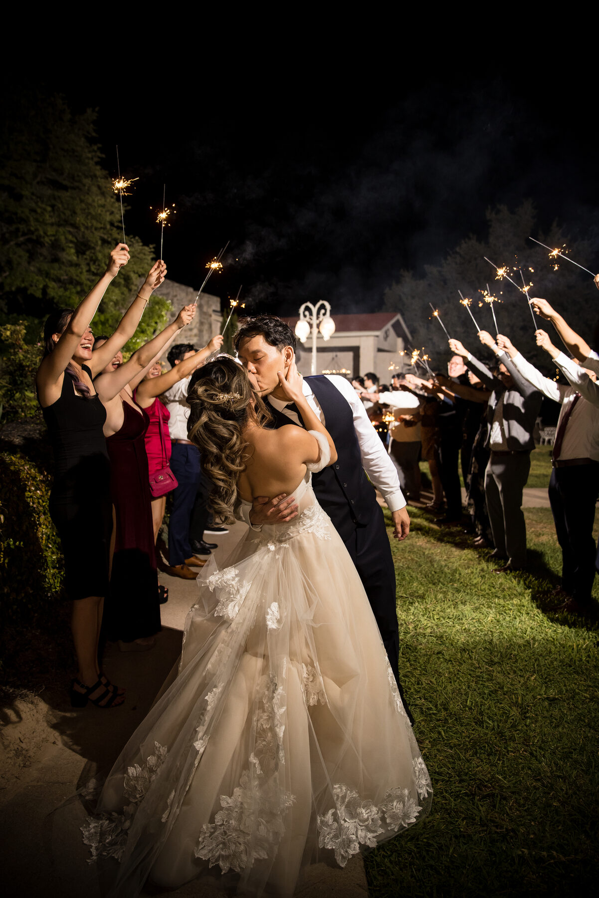 Sparkler exit kiss