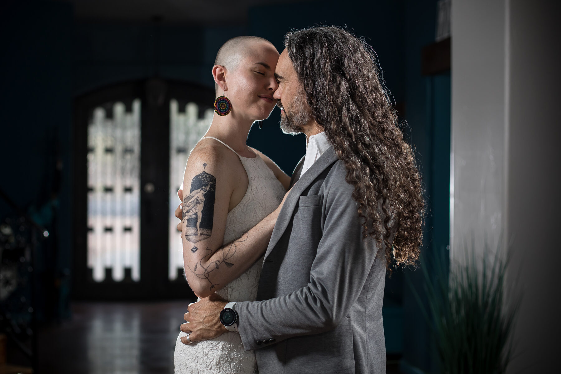 Intimate couple portrait indoors