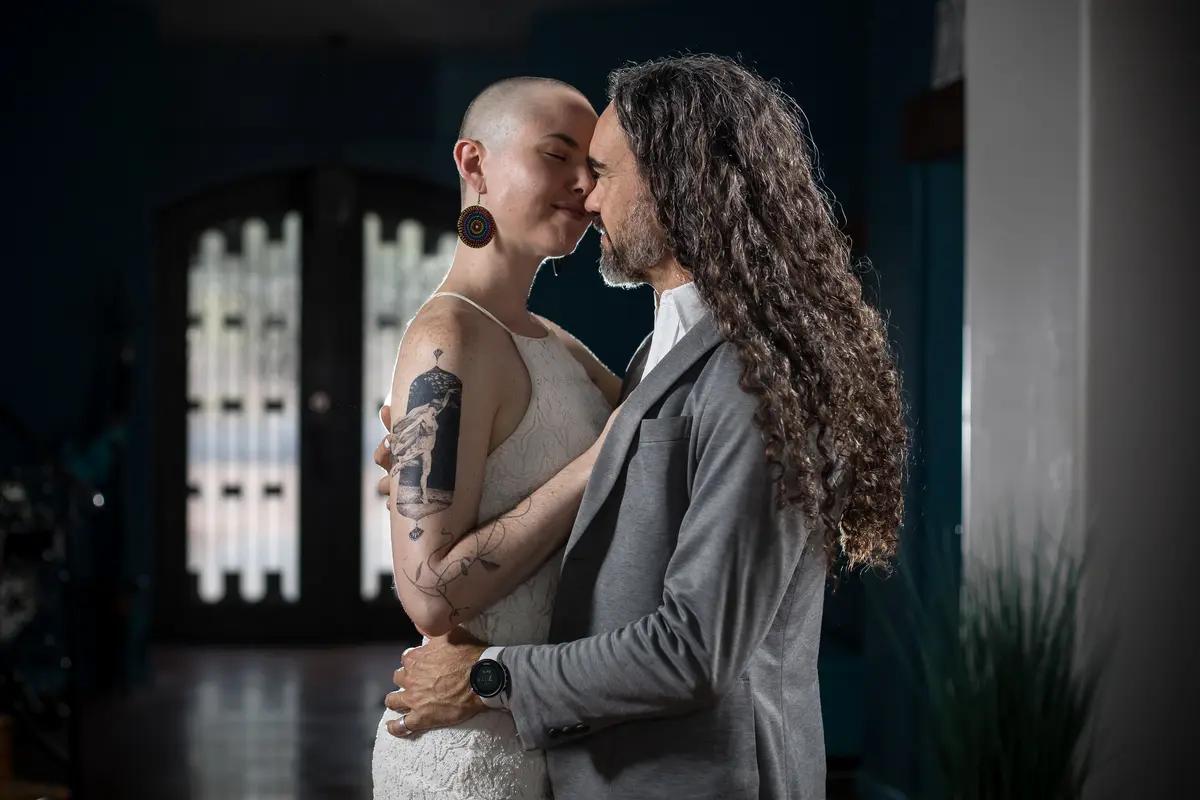 Intimate couple portrait indoors