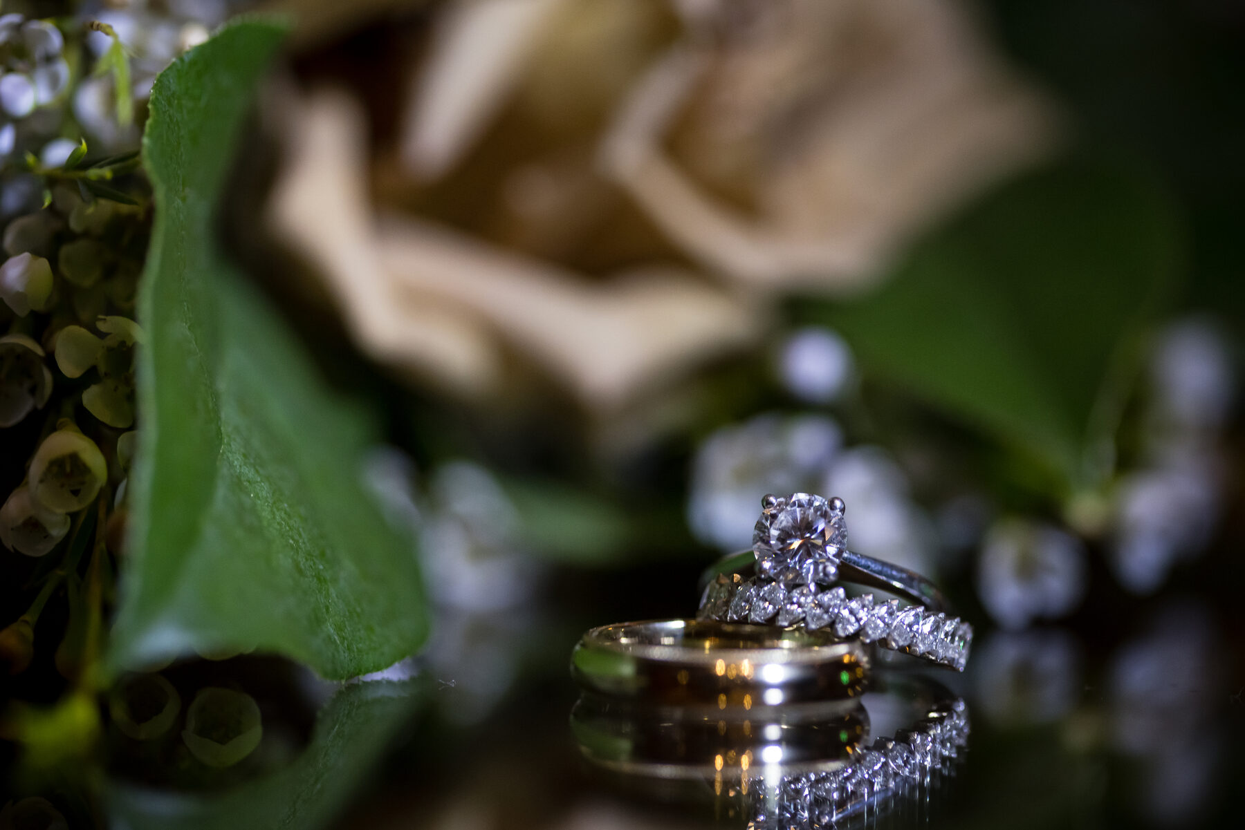 Wedding ring set close-up detail