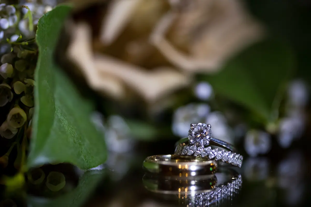 Wedding ring set close-up detail